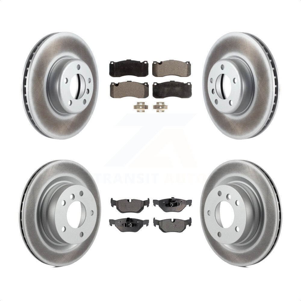 Front Rear Coated Disc Brake Rotors And Semi-Metallic Pads Kit For 2013 BMW 328i Coupe with 3.0L With 340mm Diameter Rotor KGF-101168 by Transit Auto