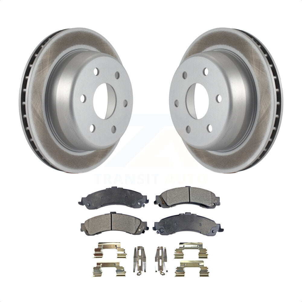 Rear Coated Disc Brake Rotors And Semi-Metallic Pads Kit For Chevrolet Silverado 1500 GMC Tahoe Sierra Suburban Yukon Avalanche XL Cadillac Escalade ESV EXT KGF-101200 by Transit Auto