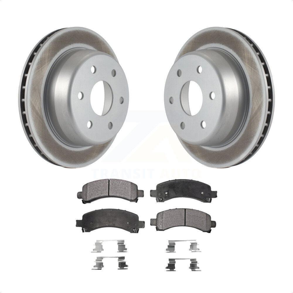 Rear Coated Disc Brake Rotors And Semi-Metallic Pads Kit For Chevrolet Tahoe GMC Suburban 1500 Yukon Avalanche XL Express Cadillac Escalade Savana KGF-101201 by Transit Auto