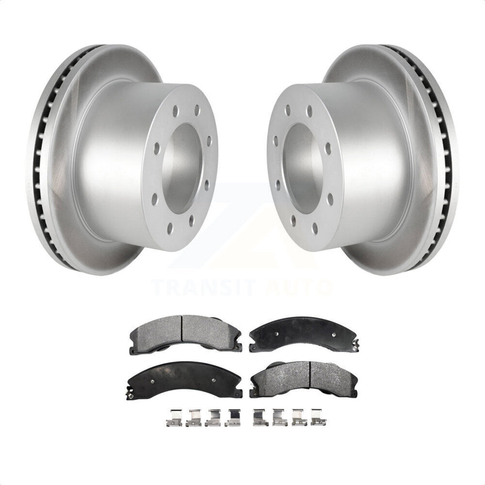 Rear Coated Disc Brake Rotors And Semi-Metallic Pads Kit For 2011-2019 Chevrolet Silverado 3500 HD GMC Sierra With Dual Wheels KGF-101243 by Transit Auto