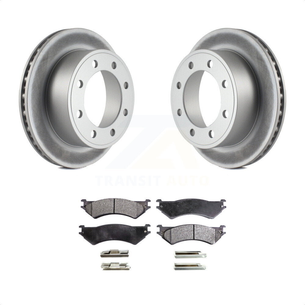 Rear Coated Disc Brake Rotors And Semi-Metallic Pads Kit For Ford E-350 Super Duty E-250 Econoline Club Wagon E-150 KGF-101253 by Transit Auto