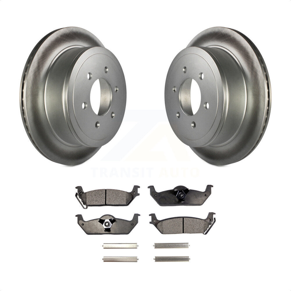 Rear Coated Disc Brake Rotors And Semi-Metallic Pads Kit For Ford F-150 Lincoln Mark LT KGF-101261 by Transit Auto