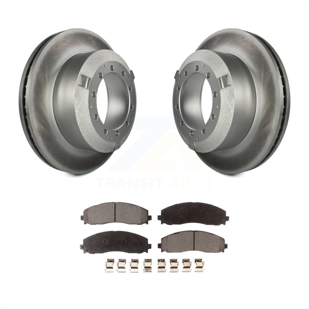 Rear Coated Disc Brake Rotors And Semi-Metallic Pads Kit For 2015-2016 Ford F-350 Super Duty Cab & Chassis KGF-101272 by Transit Auto