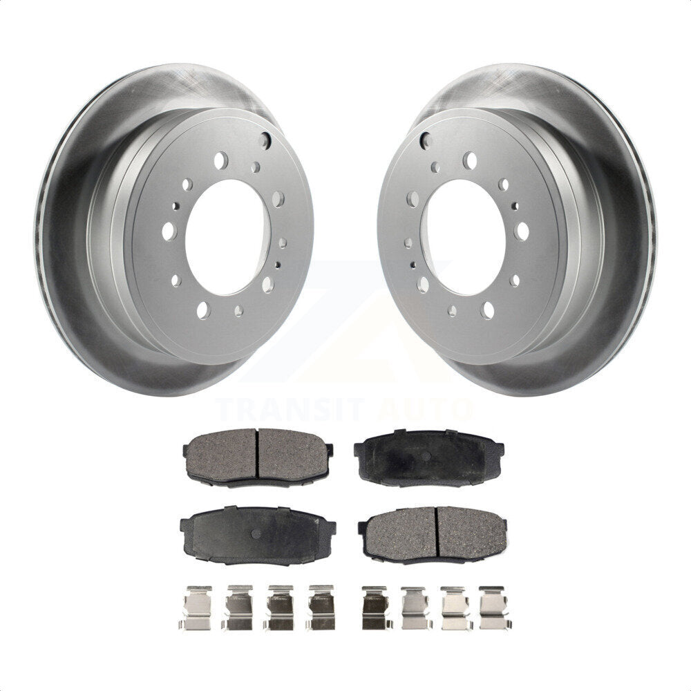 Rear Coated Disc Brake Rotors And Semi-Metallic Pads Kit For Toyota Tundra Sequoia Lexus LX570 Land Cruiser KGF-101464 by Transit Auto