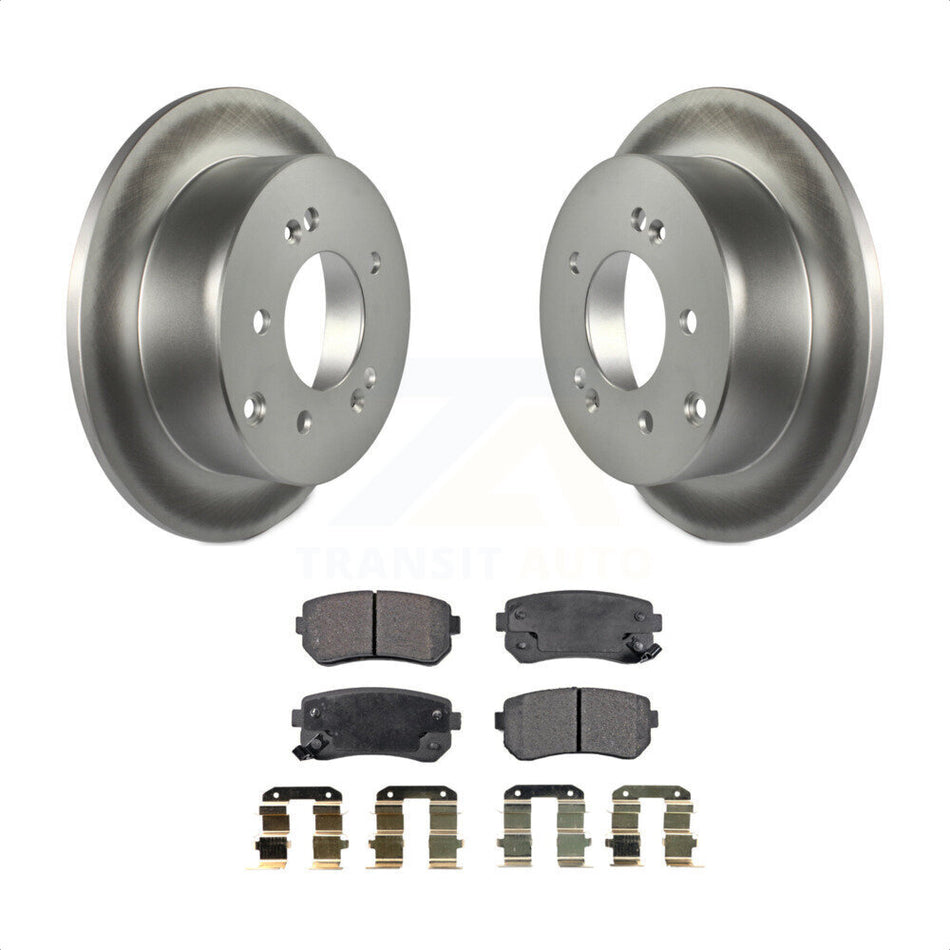 Rear Coated Disc Brake Rotors And Semi-Metallic Pads Kit For Kia Forte Koup Forte5 KGF-101497 by Transit Auto