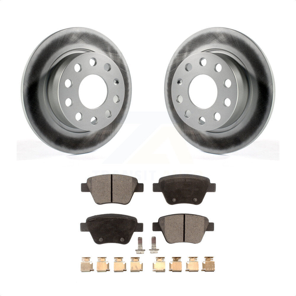 Rear Coated Disc Brake Rotors And Semi-Metallic Pads Kit For Volkswagen Beetle GTI Eos With 253mm Diameter Rotor KGF-101514 by Transit Auto