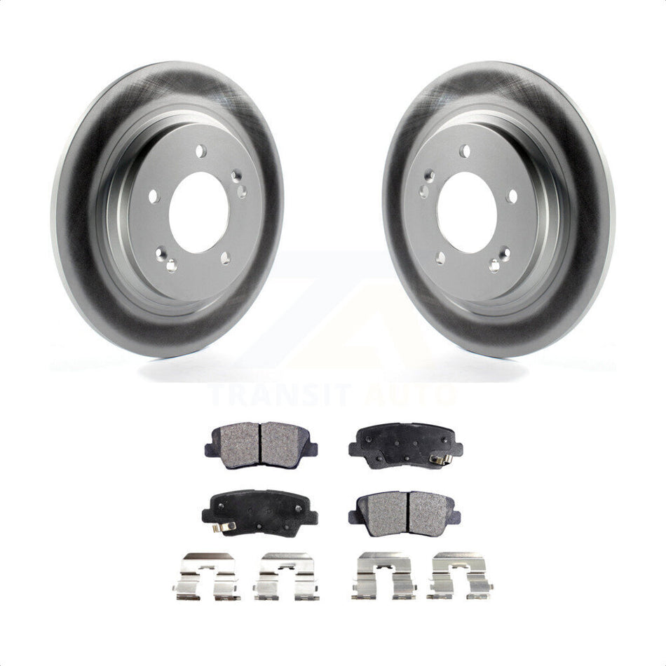 Rear Coated Disc Brake Rotors And Semi-Metallic Pads Kit For Kia Optima Hyundai Sonata Soul EV KGF-101543 by Transit Auto