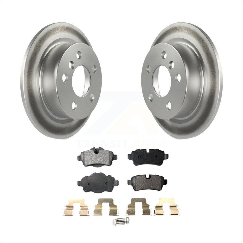 Rear Coated Disc Brake Rotors And Semi-Metallic Pads Kit For 2014 Mini Cooper With 5 Lug Wheels 259mm Diameter Rotor KGF-101560 by Transit Auto