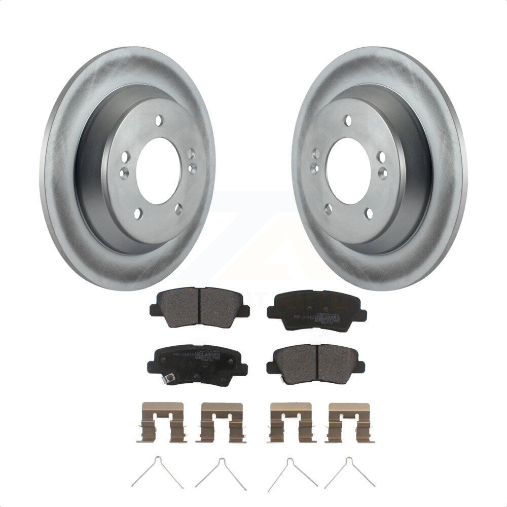 Rear Coated Disc Brake Rotors And Semi-Metallic Pads Kit For 2014-2017 Kia Rondo With Electric Parking KGF-101574 by Transit Auto