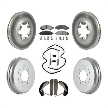 Front Rear Coated Disc Brake Rotors Semi-Metallic Pads And Drum Kit (7Pc) For Chevrolet Colorado GMC Canyon Isuzu i-290 i-280 i-370 i-350 KGF-101589 by Transit Auto