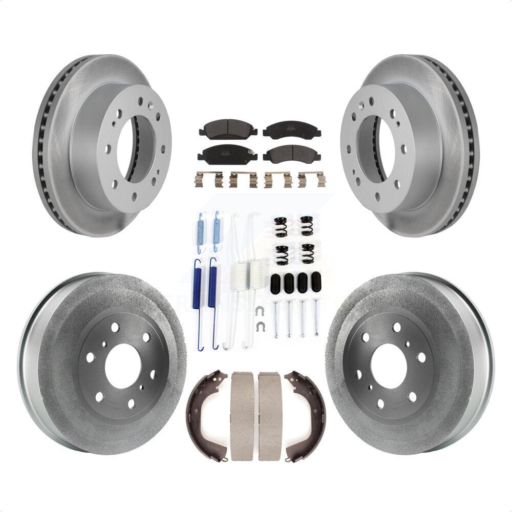 Front Rear Coated Disc Brake Rotors Semi-Metallic Pads And Drum Kit (7Pc) For 2011 Chevrolet Silverado 1500 Hybrid KGF-101595 by Transit Auto