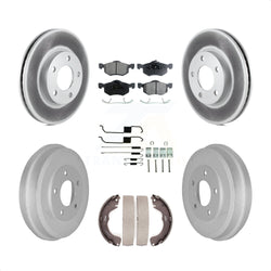 Front Rear Coated Disc Brake Rotors Semi-Metallic Pads And Drum Kit (7Pc) For Ford Escape Mazda Tribute Mercury Mariner KGF-101598