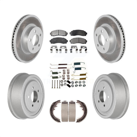 Front Rear Coated Disc Brake Rotors Semi-Metallic Pads And Drum Kit (7Pc) For Ford Ranger Mazda B4000 With 10" Diameter KGF-101599 by Transit Auto