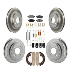 Front Rear Coated Disc Brake Rotors Semi-Metallic Pads And Drum Kit (7Pc) For 2007-2008 Honda Fit KGF-101610