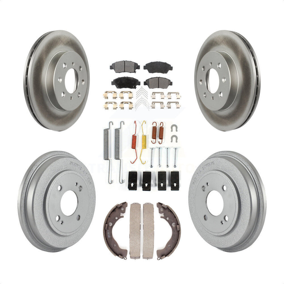 Front Rear Coated Disc Brake Rotors Semi-Metallic Pads And Drum Kit (7Pc) For Honda Fit KGF-101613 by Transit Auto