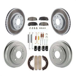 Front Rear Coated Disc Brake Rotors Semi-Metallic Pads And Drum Kit (7Pc) For Honda Civic KGF-101614