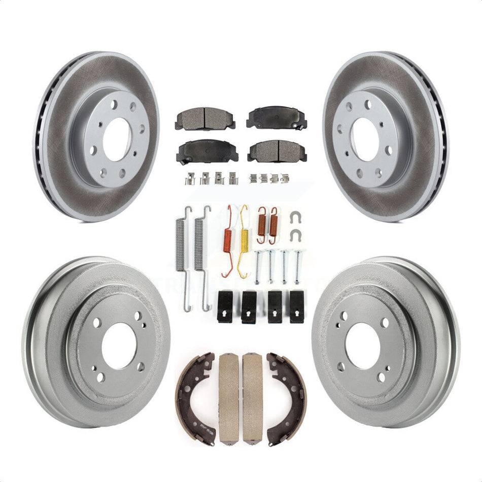 Front Rear Coated Disc Brake Rotors Semi-Metallic Pads And Drum Kit (7Pc) For Honda Civic KGF-101614 by Transit Auto