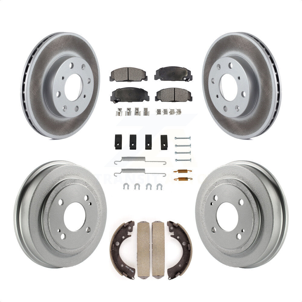 Front Rear Coated Disc Brake Rotors Semi-Metallic Pads And Drum Kit (7Pc) For Honda Civic KGF-101615 by Transit Auto