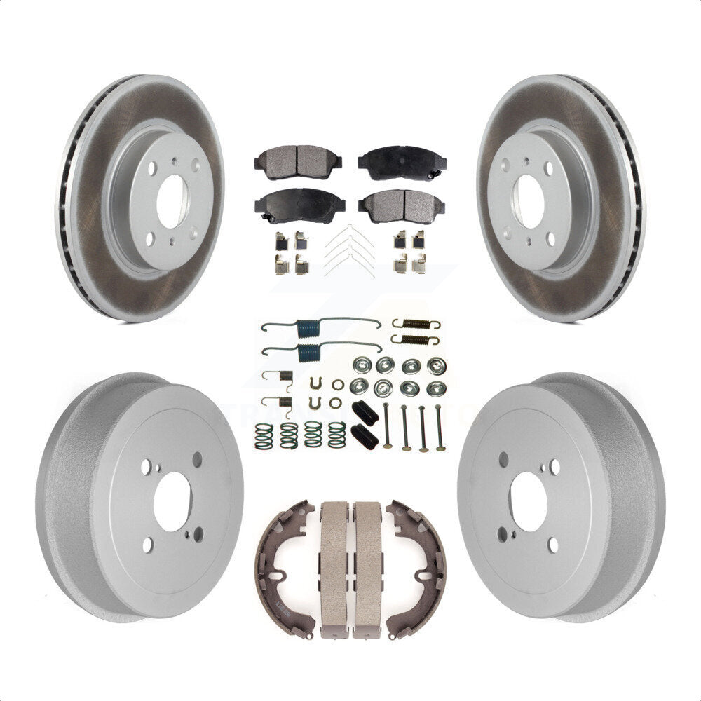 Front Rear Coated Disc Brake Rotors Semi-Metallic Pads And Drum Kit (7Pc) For 1993-1997 Toyota Corolla Geo Prizm KGF-101617 by Transit Auto