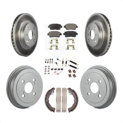 Front Rear Coated Disc Brake Rotors Semi-Metallic Pads And Drum Kit (7Pc) For 2001-2005 Toyota Echo KGF-101624
