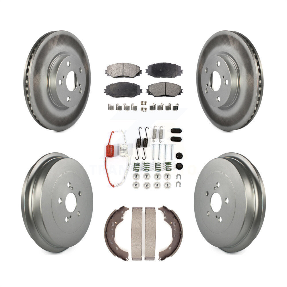 Front Rear Coated Disc Brake Rotors Semi-Metallic Pads And Drum Kit (7Pc) For Toyota Corolla KGF-101634 by Transit Auto