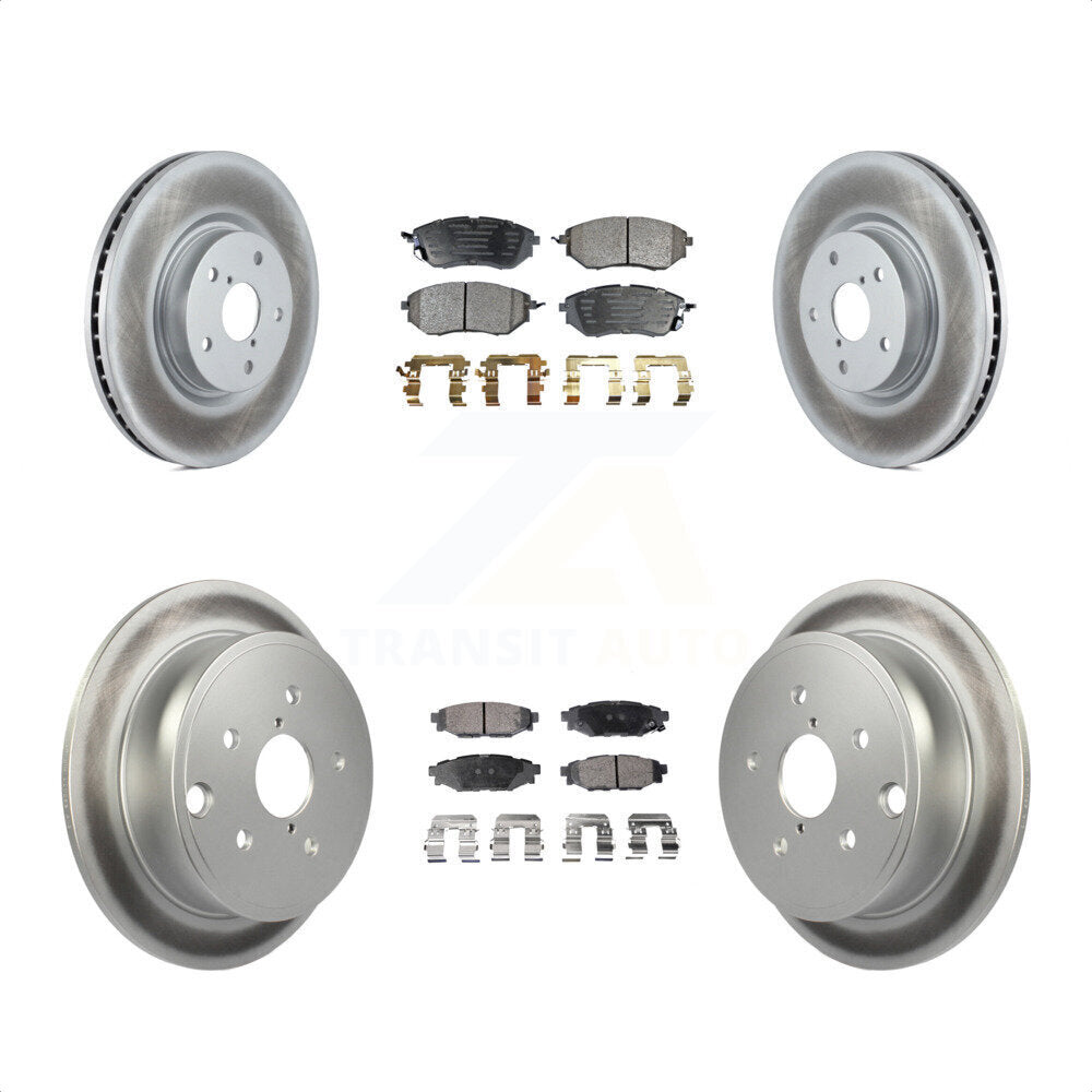 Front Rear Coated Disc Brake Rotors And Semi-Metallic Pads Kit For Subaru WRX KGF-101669 by Transit Auto