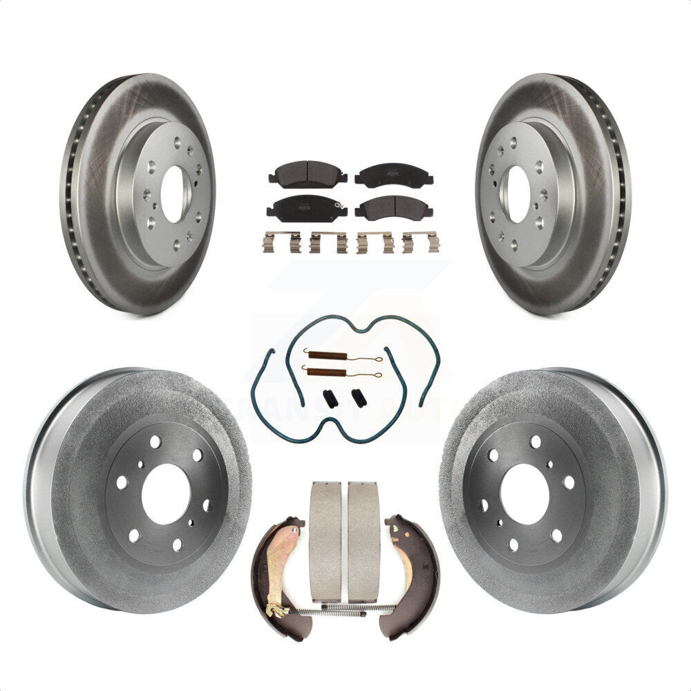 Front Rear Coated Disc Brake Rotors Semi-Metallic Pads And Drum Kit (7Pc) For 2009-2009 Chevrolet Silverado 1500 GMC Sierra Except Vehicles Using Hold Down Pins KGF-101692 by Transit Auto