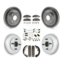 Front Rear Coated Disc Brake Rotors Semi-Metallic Pads And Drum Kit (7Pc) For 2008 Ford Focus Wheel Bearing Includes KGF-101698