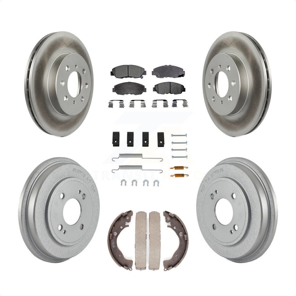 Front Rear Coated Disc Brake Rotors Semi-Metallic Pads And Drum Kit (7Pc) For Honda Insight KGF-101700 by Transit Auto