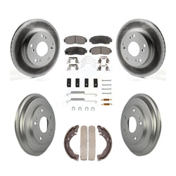 Front Rear Coated Disc Brake Rotors Semi-Metallic Pads And Drum Kit (7Pc) For 2015 Honda Civic LX with Manual transmission KGF-101709