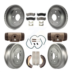 Front Rear Coated Disc Brake Rotors Semi-Metallic Pads And Drum Kit (9Pc) For Chevrolet Silverado 1500 GMC Sierra Classic With 7000 Lb GVW KGF-101733