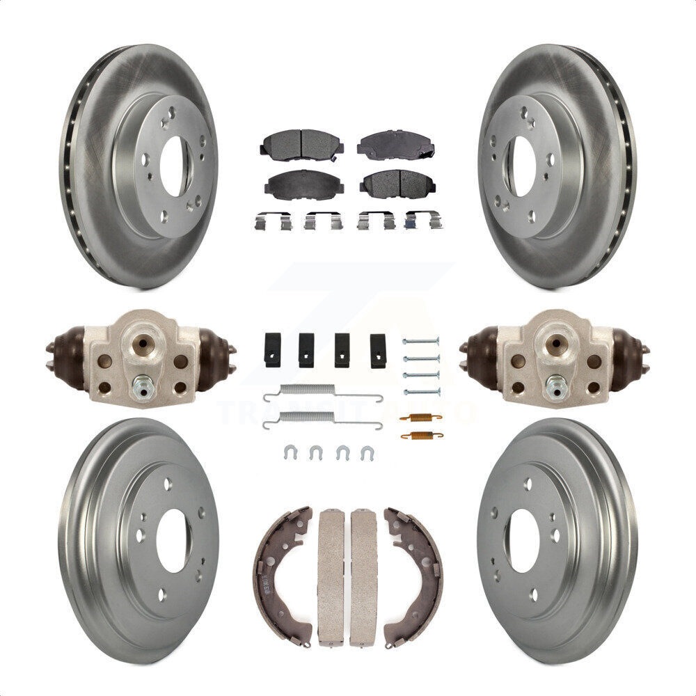 Front Rear Coated Disc Brake Rotors Semi-Metallic Pads And Drum Kit (9Pc) For Honda Civic KGF-101759 by Transit Auto