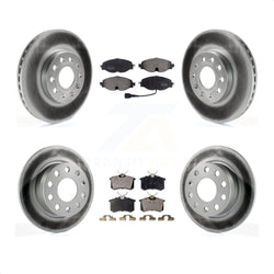Front Rear Coated Disc Brake Rotors And Semi-Metallic Pads Kit For 2015 Volkswagen Golf SportWagen TDI SE SEL Highline Comfortline Trendline S KGF-101805