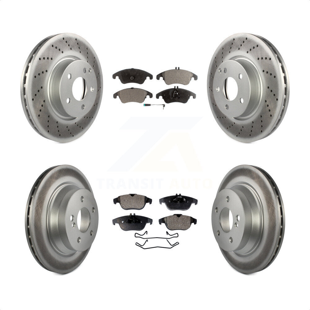 Front Rear Coated Disc Brake Rotors And Semi-Metallic Pads Kit For 2014 Mercedes-Benz E350 Convertible Coupe With 322mm Diameter Rotor KGF-101809 by Transit Auto