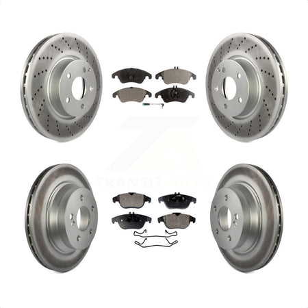 Front Rear Coated Disc Brake Rotors And Semi-Metallic Pads Kit For 2014 Mercedes-Benz E350 Convertible Coupe With 322mm Diameter Rotor KGF-101809 by Transit Auto