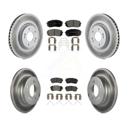 Front Rear Coated Disc Brake Rotors And Semi-Metallic Pads Kit For Kia Optima With Manual Parking KGF-101811
