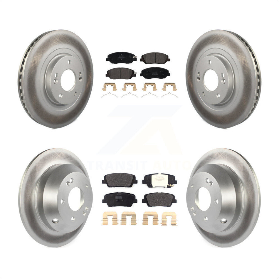 Front Rear Coated Disc Brake Rotors And Semi-Metallic Pads Kit For Hyundai Santa Fe XL KGF-101813 by Transit Auto