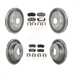 Front Rear Coated Disc Brake Rotors And Semi-Metallic Pads Kit For Kia Optima With Manual Parking KGF-101818