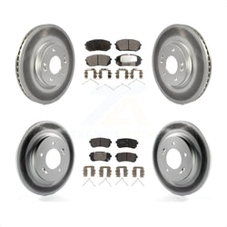Front Rear Coated Disc Brake Rotors And Semi-Metallic Pads Kit For 2016 Kia Optima LX EX 1.6T With Electric Parking KGF-101819