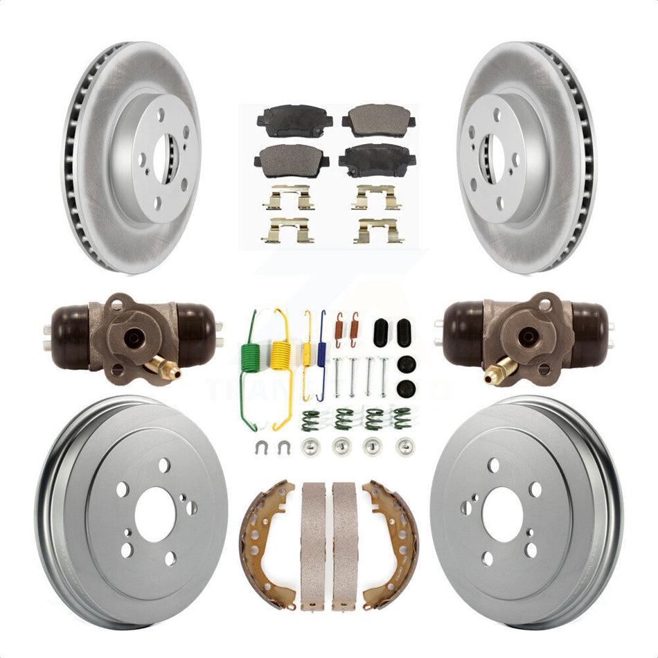 Front Rear Coated Disc Brake Rotors Semi-Metallic Pads And Drum Kit (9Pc) For 2008 Toyota Prius KGF-101827 by Transit Auto