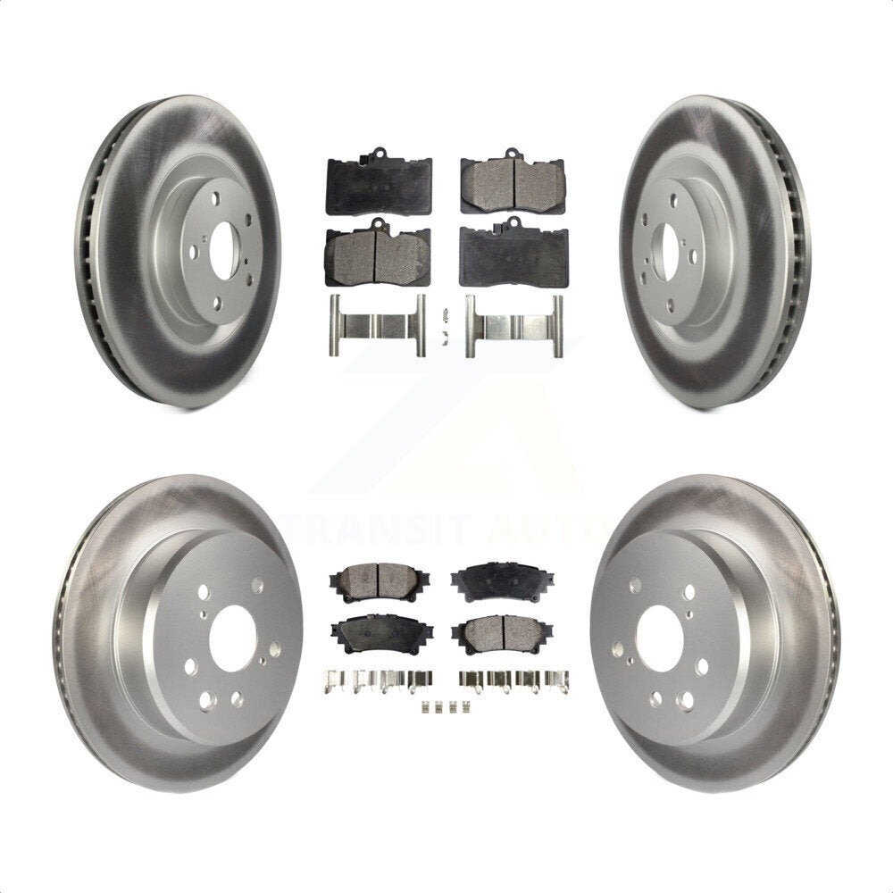 Front Rear Coated Disc Brake Rotors And Semi-Metallic Pads Kit (6Pc) For Lexus GS350 IS300 IS350 RC350 IS200t RC300 RC200t GS300 GS200t GS450h KGF-101861 by Transit Auto