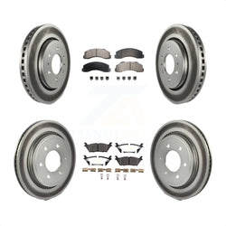Front Rear Coated Disc Brake Rotors And Semi-Metallic Pads Kit For 2015-2017 Ford F-150 With Electric Parking KGF-101866