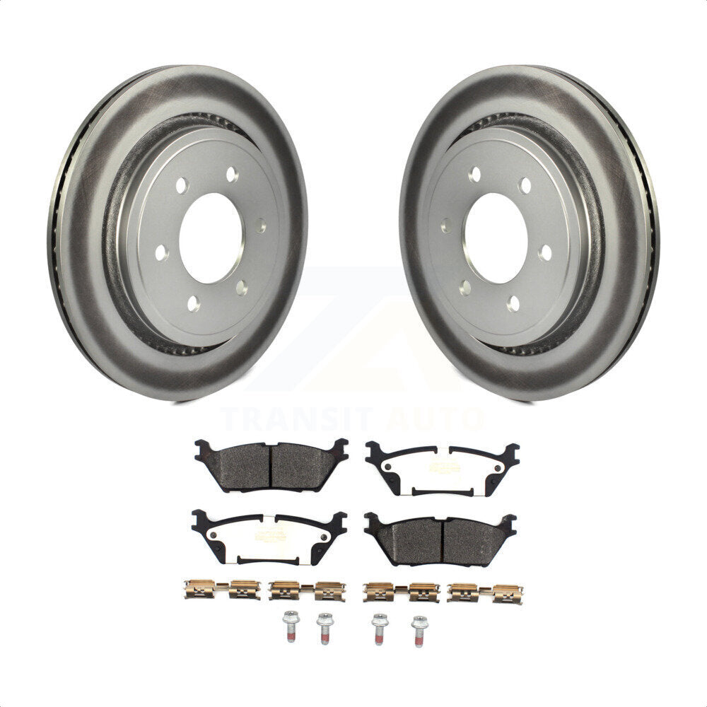 Rear Coated Disc Brake Rotors And Semi-Metallic Pads Kit For 2015-2017 Ford F-150 With Electric Parking KGF-101870 by Transit Auto