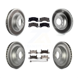 Front Rear Coated Disc Brake Rotors And Semi-Metallic Pads Kit (6Pc) For Porsche Cayenne KGF-101875