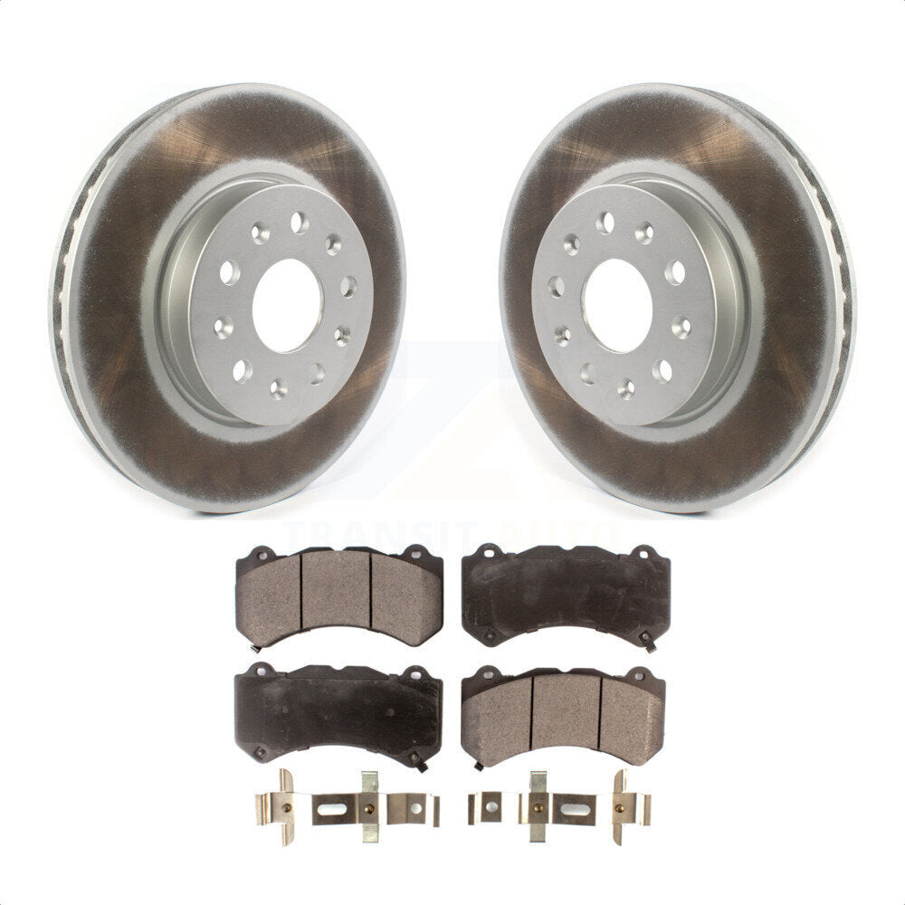 Front Coated Disc Brake Rotors And Semi-Metallic Pads Kit For 2019-2020 Chevrolet Camaro LT LS With 6 Piston Brembo Calipers KGF-101883 by Transit Auto