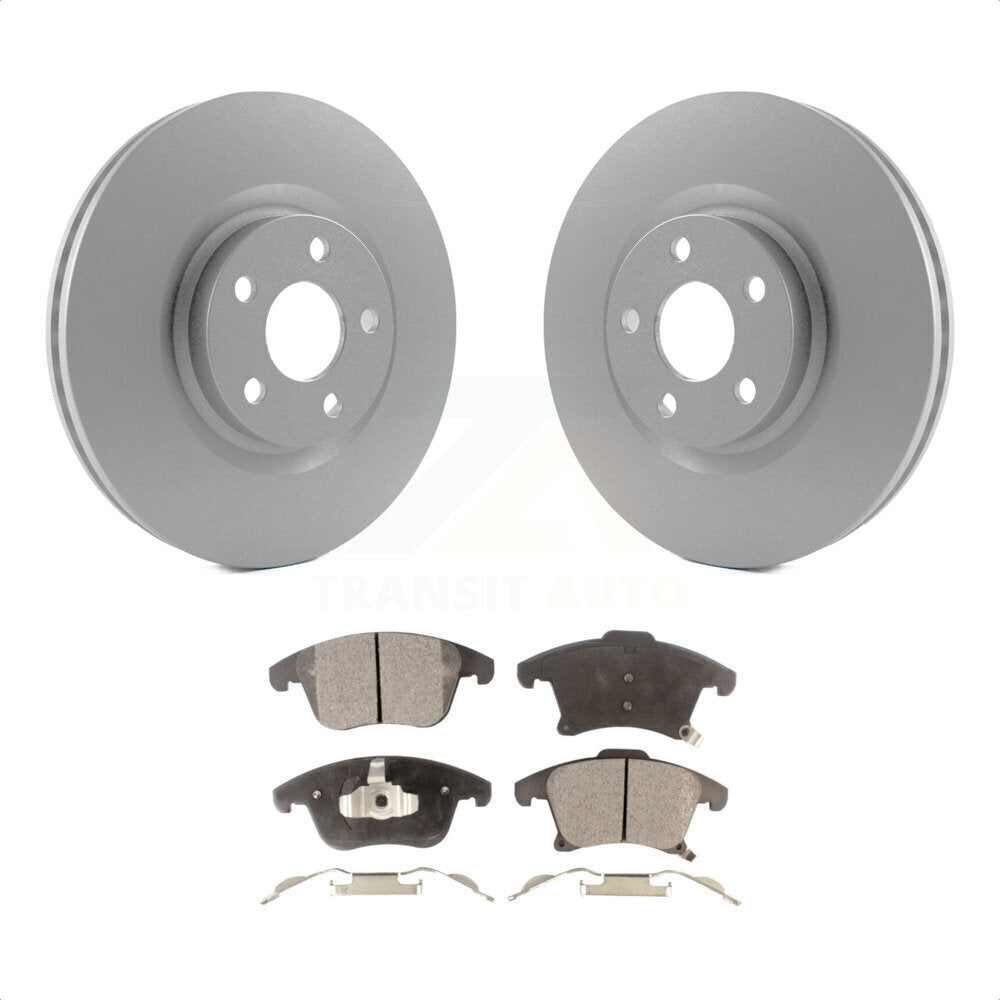 Front Coated Disc Brake Rotors And Semi-Metallic Pads Kit For 2019-2020 Ford Police Responder Hybrid SSV Plug-In KGF-101889 by Transit Auto