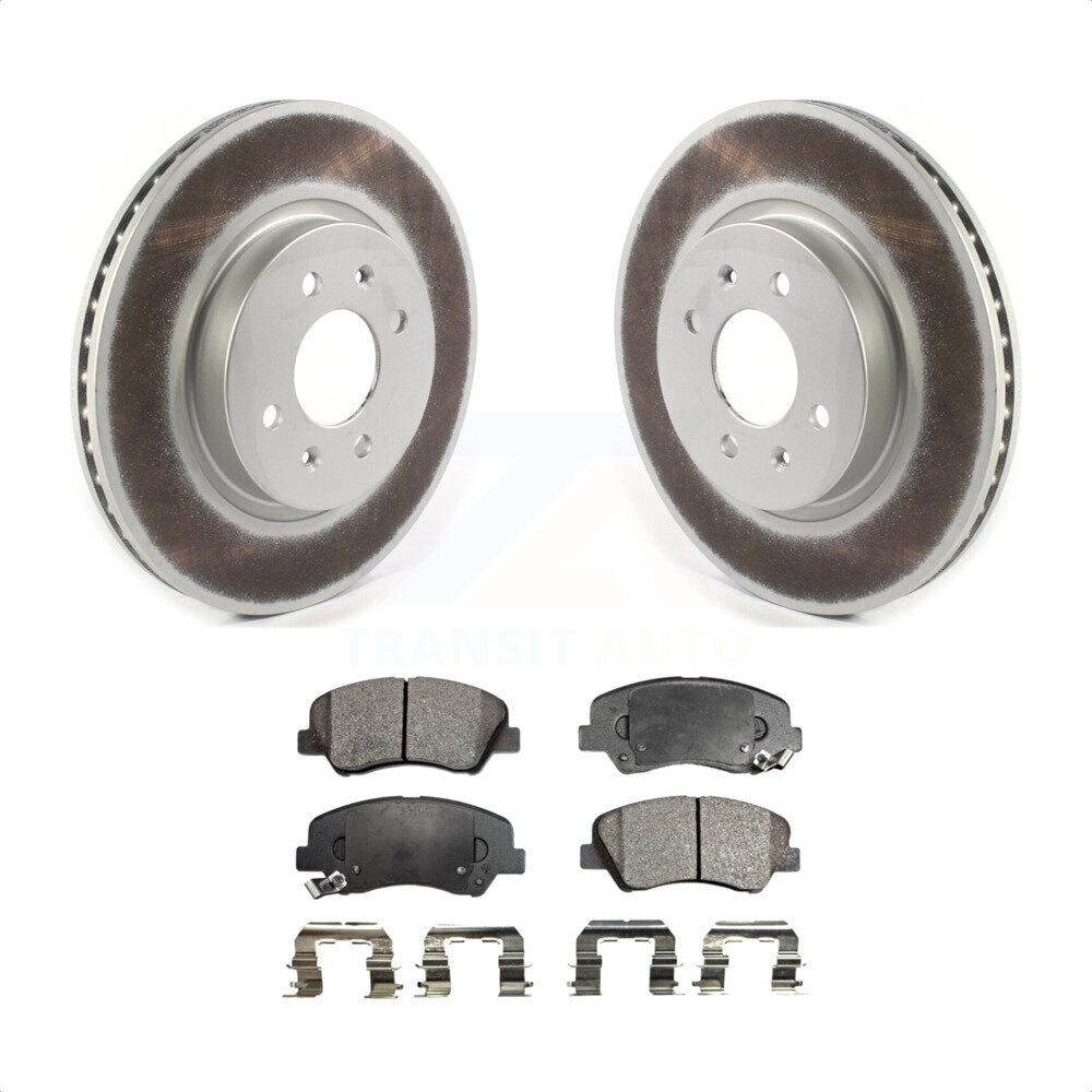 Front Coated Disc Brake Rotors And Semi-Metallic Pads Kit For Kia Rio KGF-101906 by Transit Auto