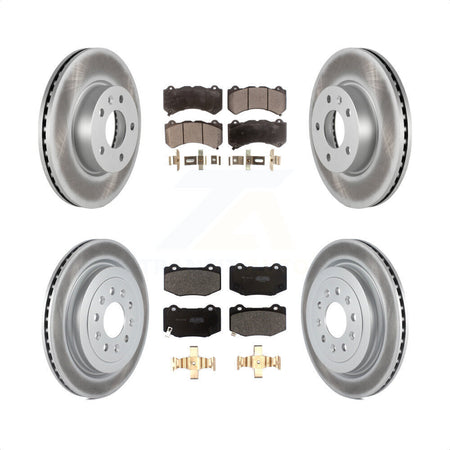 Front Rear Coated Disc Brake Rotors And Semi-Metallic Pads Kit For 2017 Cadillac ATS V With 300mm Diameter Rotor KGF-101943 by Transit Auto