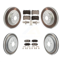 Front Rear Coated Disc Brake Rotors And Semi-Metallic Pads Kit For Cadillac CTS With 18" Factory Wheels KGF-101946