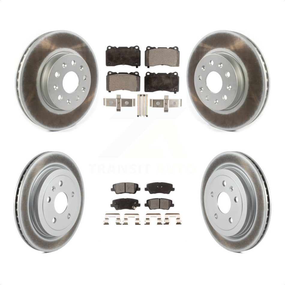 Front Rear Coated Disc Brake Rotors And Semi-Metallic Pads Kit For Cadillac CTS KGF-101948 by Transit Auto